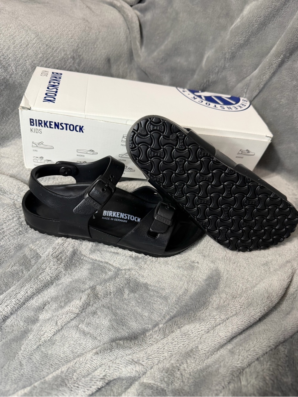 Birkenstock Kids Black EVA Two-Strap Sandals with Backstrap
